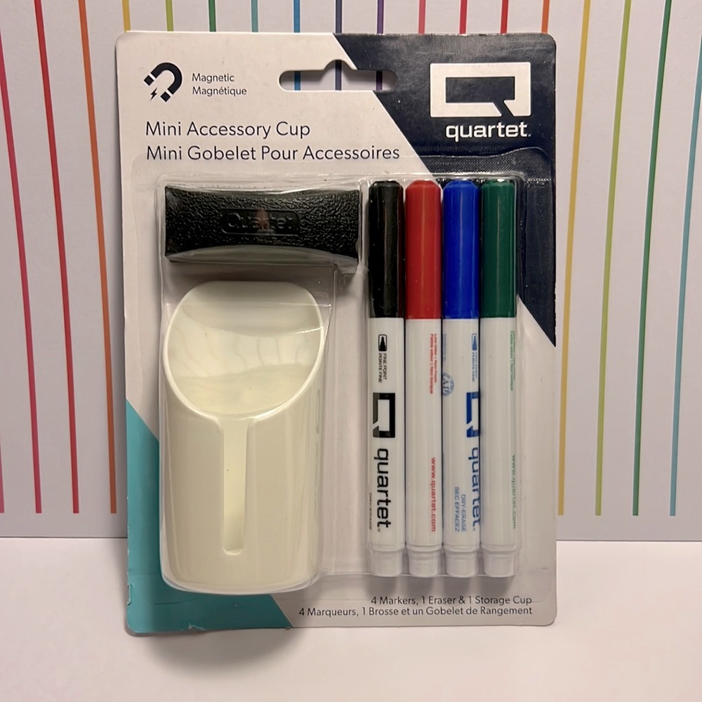 6 pcs Mini Accessories Markers Eraser and Magnetic Storage Cup